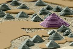 “Indium Selenide Pyramids and Mesas on Epitaxial Graphene,” submitted by Brian Bersch, won the Best of Show in 2018.